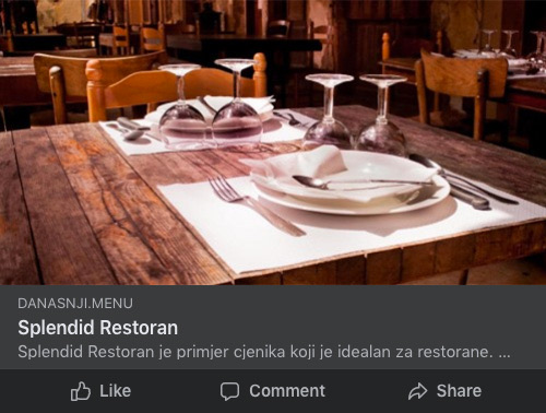 Facebook dijeljenje primjer